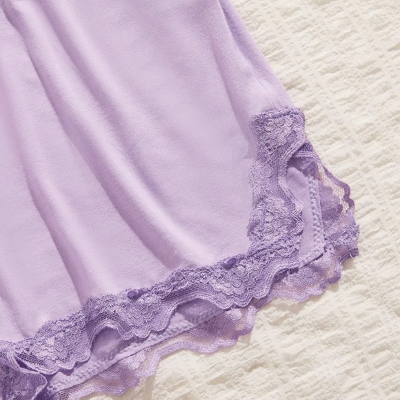 Elegant Sexy Lace Trim Purple Sleepwear Pajama Set Comfy Soft New Boutique - Picture 5 of 5
